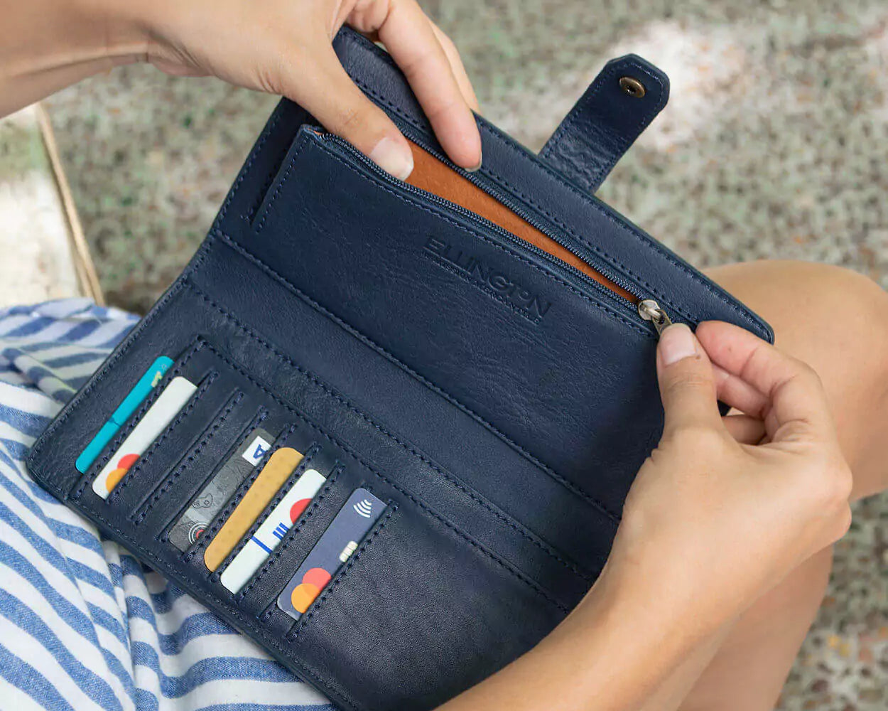 Ellington Leather Eleanor Wallet-Bags > Handbag > Leather-Mission Mercantile-Bluebonnet-Mission Mercantile Leather Goods