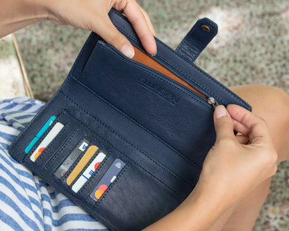 Ellington Leather Eleanor Wallet-Bags > Handbag > Leather-Mission Mercantile-Bluebonnet-Mission Mercantile Leather Goods