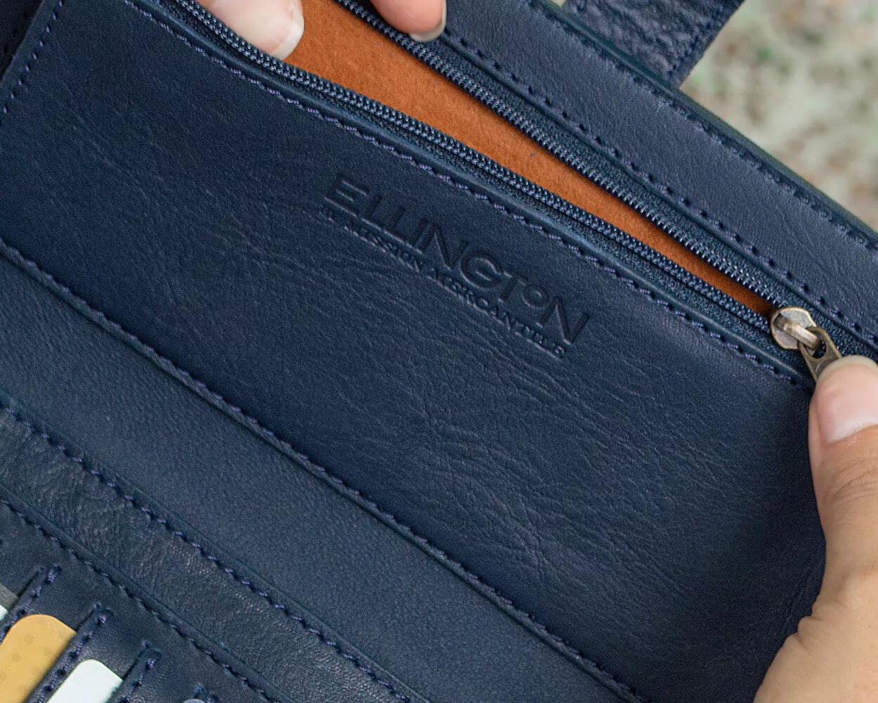 Ellington Leather Eleanor Wallet-Bags > Handbag > Leather-Mission Mercantile-Bluebonnet-Mission Mercantile Leather Goods
