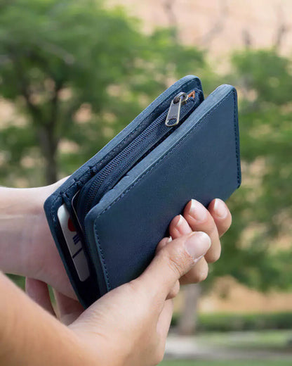 Ellington Leather Compact Wallet-Bags > Handbag > Leather-Mission Mercantile-Bluebonnet-Mission Mercantile Leather Goods