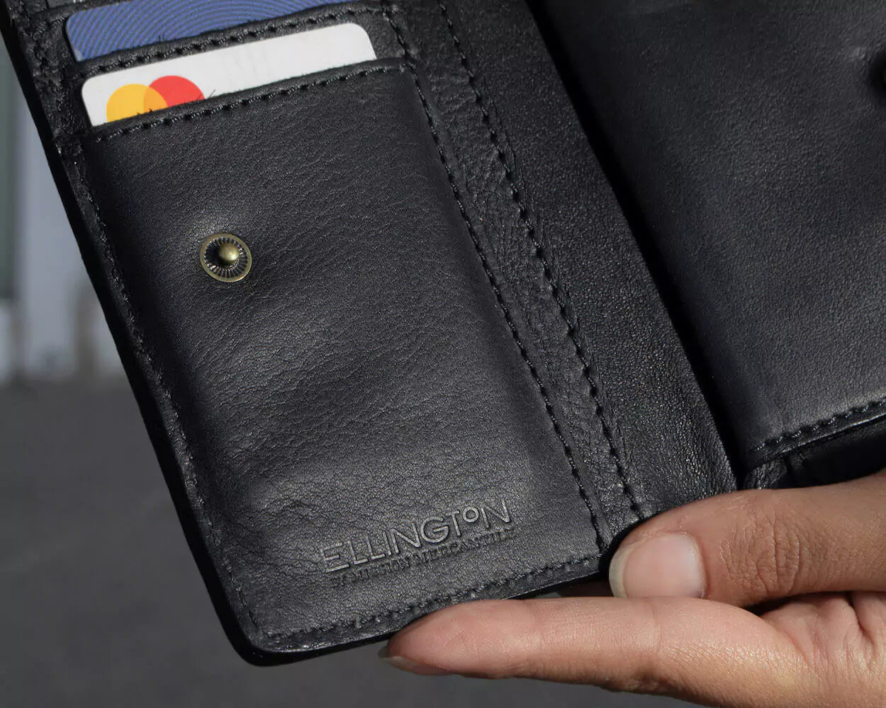 Ellington Leather Compact Wallet-Bags > Handbag > Leather-Mission Mercantile-Onyx-Mission Mercantile Leather Goods