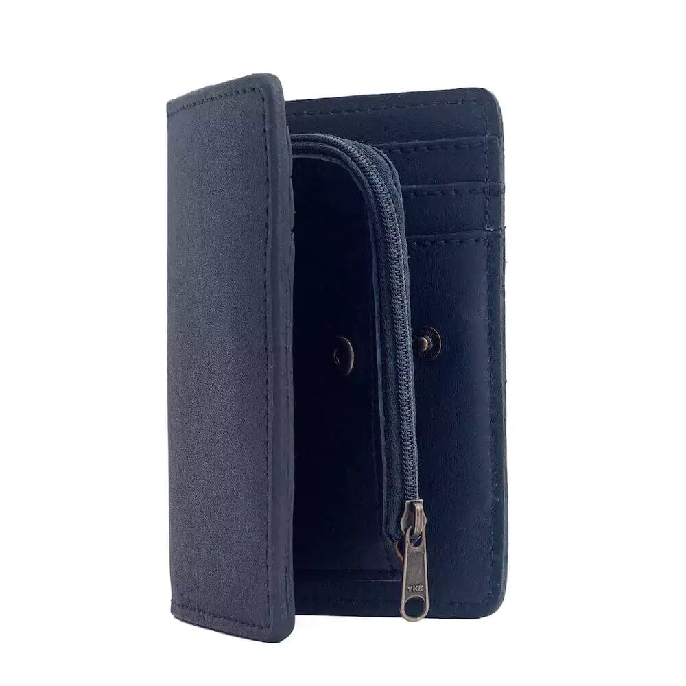 Ellington Leather Compact Wallet-Bags > Handbag > Leather-Mission Mercantile-Bluebonnet-Mission Mercantile Leather Goods