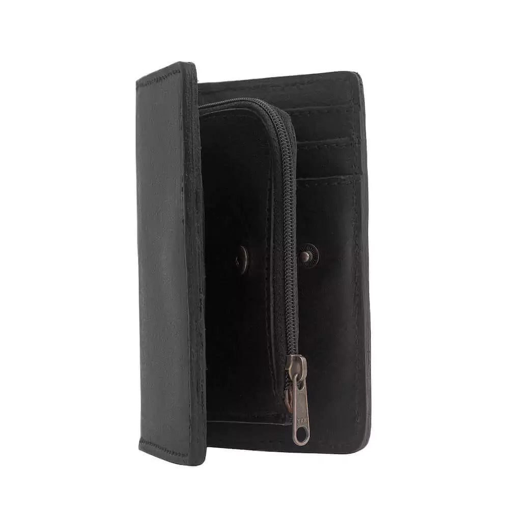 Ellington Leather Compact Wallet-Bags > Handbag > Leather-Mission Mercantile-Onyx-Mission Mercantile Leather Goods