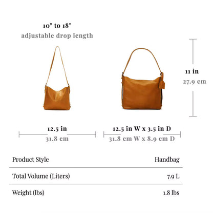 Ellington Leather Hobo Bag > Handbag > Leather-Bluebonnet-Mission Mercantile Leather Goods
