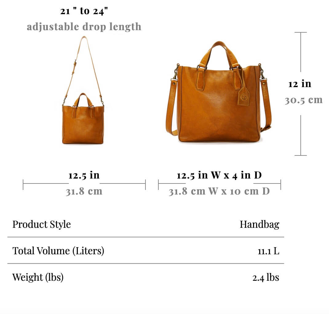 Ellington Leather Market Tote with Zippered Pouch