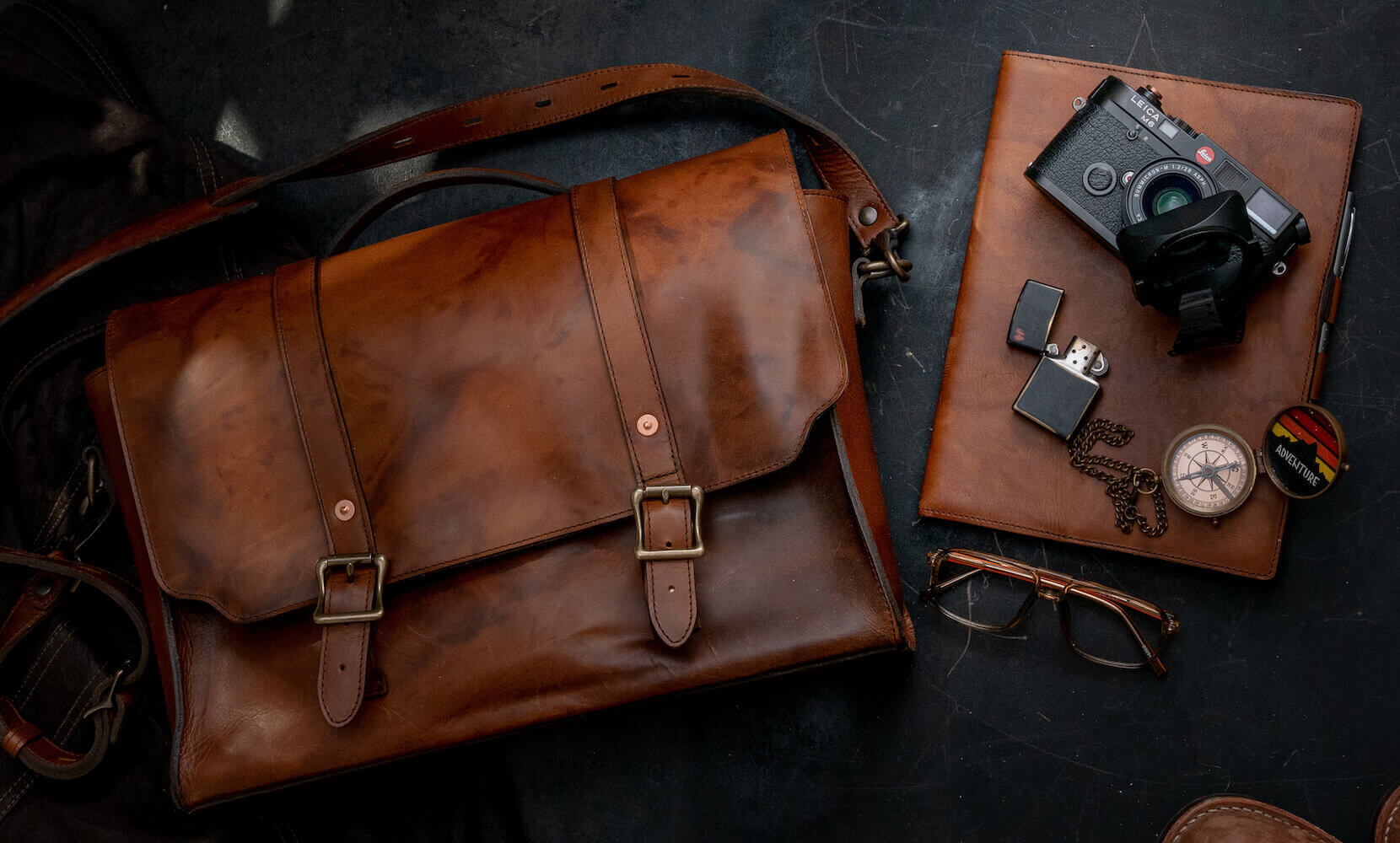Heritage Leather Briefcase-Bags > Briefcase > Leather-Hickory-Mission Mercantile Leather Goods