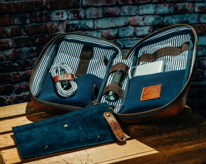 Heritage Leather Doc Electronics Organizer / Dopp Kit-Accessories > Office & Tech > Leather-Hickory-Mission Mercantile Leather Goods