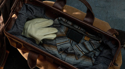 Heritage Waxed Canvas Lineman Duffle Bag-Bags > Duffle Bag > Waxed Canvas-Smoke-Brown-Mission Mercantile Leather Goods