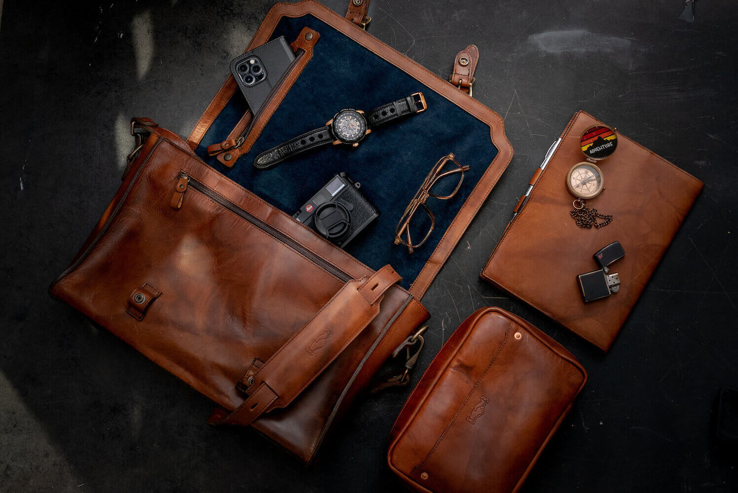 Heritage Leather Briefcase-Bags > Briefcase > Leather-Hickory-Mission Mercantile Leather Goods