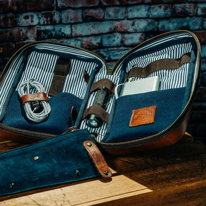 Heritage Leather Doc Electronics Organizer / Dopp Kit-Accessories > Office & Tech > Leather-Hickory-Mission Mercantile Leather Goods