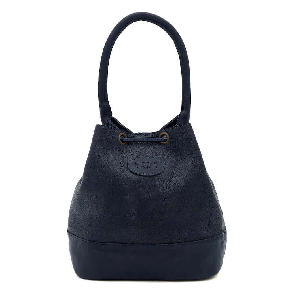 Heritage Tooled Leather Bucket Bag-Bags > Handbag > Leather-Midnight-Mission Mercantile Leather Goods