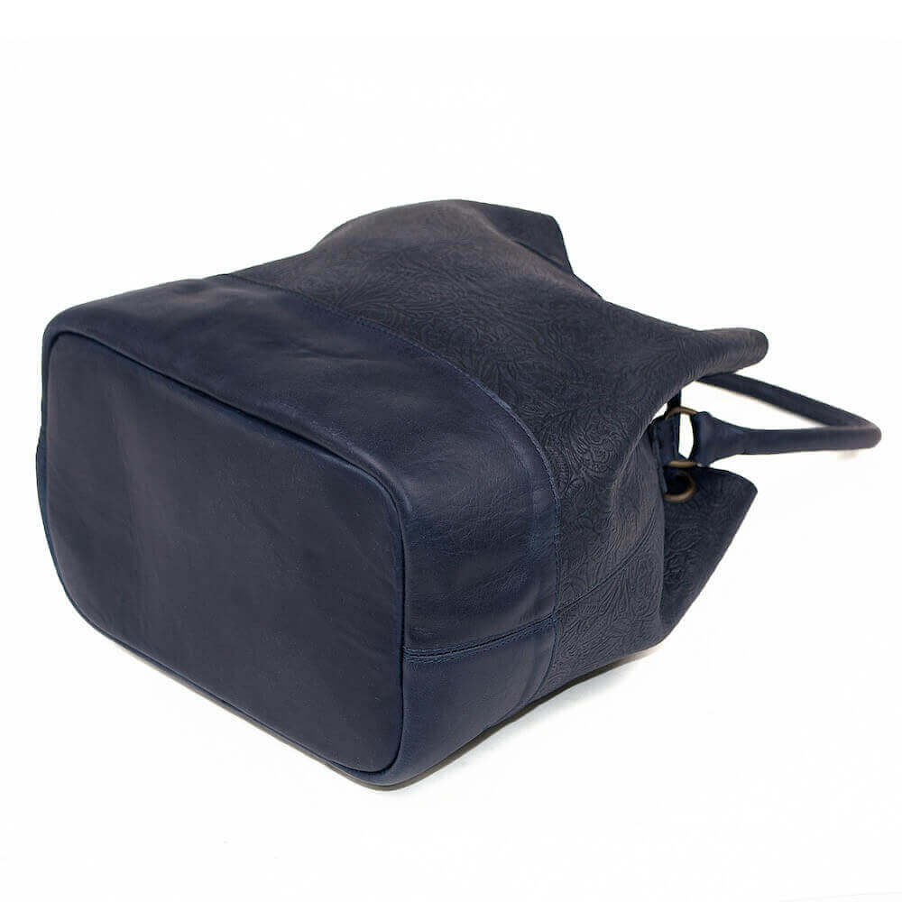 Heritage Tooled Leather Bucket Bag-Bags > Handbag > Leather-Midnight-Mission Mercantile Leather Goods