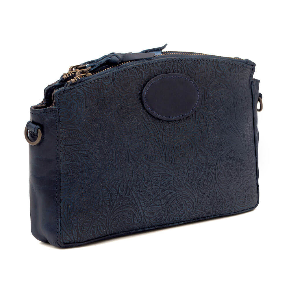 Heritage Tooled Leather Crossbody Bag-Bags > Handbag > Leather-Midnight-Mission Mercantile Leather Goods