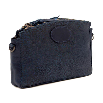 Heritage Tooled Leather Crossbody Bag-Bags > Handbag > Leather-Midnight-Mission Mercantile Leather Goods
