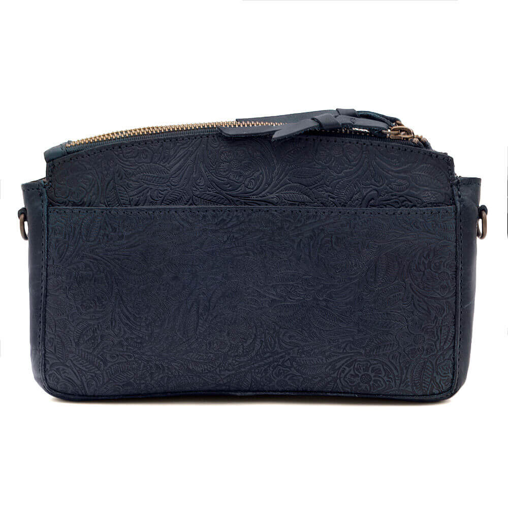 Heritage Tooled Leather Crossbody Bag-Bags > Handbag > Leather-Midnight-Mission Mercantile Leather Goods