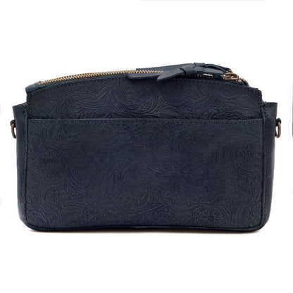 Heritage Tooled Leather Crossbody Bag-Bags > Handbag > Leather-Midnight-Mission Mercantile Leather Goods