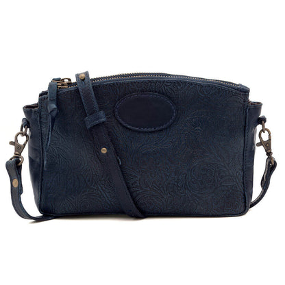 Heritage Tooled Leather Crossbody Bag-Bags > Handbag > Leather-Midnight-Mission Mercantile Leather Goods