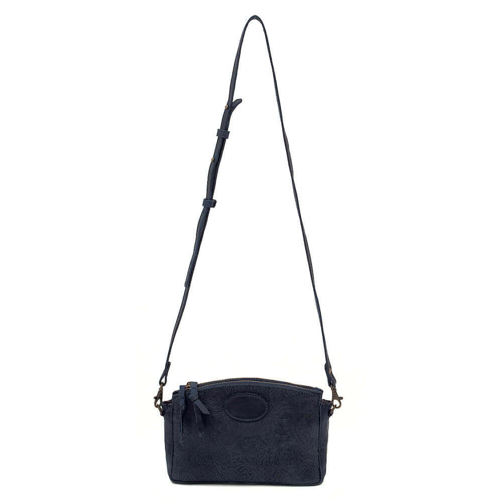 Heritage Tooled Leather Crossbody Bag-Bags > Handbag > Leather-Midnight-Mission Mercantile Leather Goods