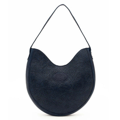 Heritage Tooled Leather Hobo Bag-Bags > Handbag > Leather-Midnight-Mission Mercantile Leather Goods