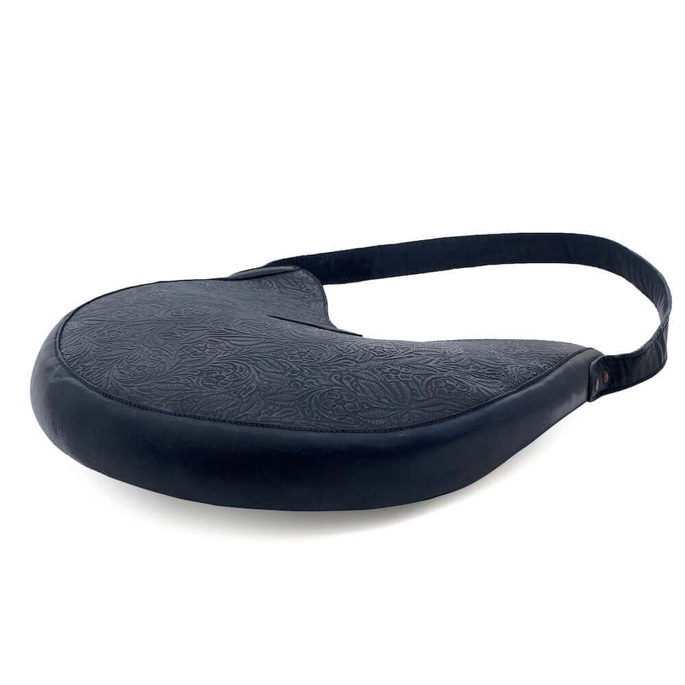 Heritage Tooled Leather Hobo Bag-Bags > Handbag > Leather-Midnight-Mission Mercantile Leather Goods