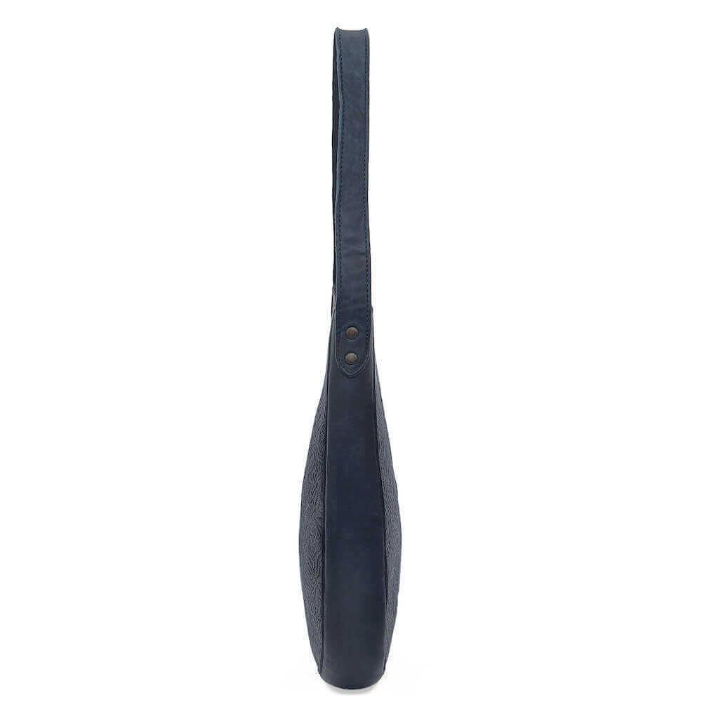 Heritage Tooled Leather Hobo Bag-Bags > Handbag > Leather-Midnight-Mission Mercantile Leather Goods
