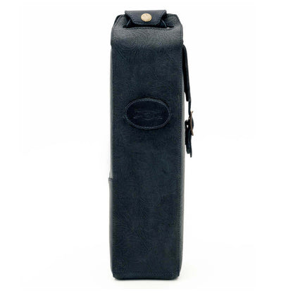 Heritage Tooled Leather Single Bottle Wine Carrier-Accessories > Beverage Carriers & Coolers > Leather-Midnight-Mission Mercantile Leather Goods