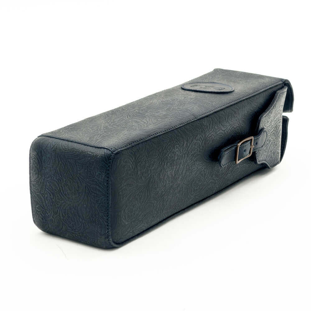 Heritage Tooled Leather Single Bottle Wine Carrier-Accessories > Beverage Carriers & Coolers > Leather-Midnight-Mission Mercantile Leather Goods
