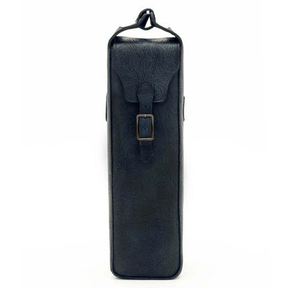 Heritage Tooled Leather Single Bottle Wine Carrier-Accessories > Beverage Carriers & Coolers > Leather-Midnight-Mission Mercantile Leather Goods