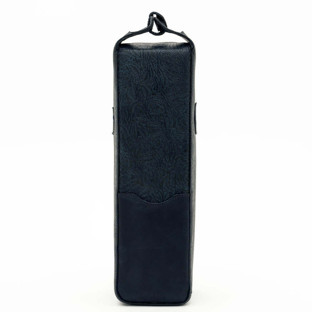 Heritage Tooled Leather Single Bottle Wine Carrier-Accessories > Beverage Carriers & Coolers > Leather-Midnight-Mission Mercantile Leather Goods