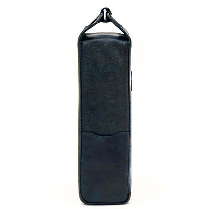 Heritage Tooled Leather Two Bottle Wine Carrier-Accessories > Beverage Carriers & Coolers > Leather-Midnight-Mission Mercantile Leather Goods
