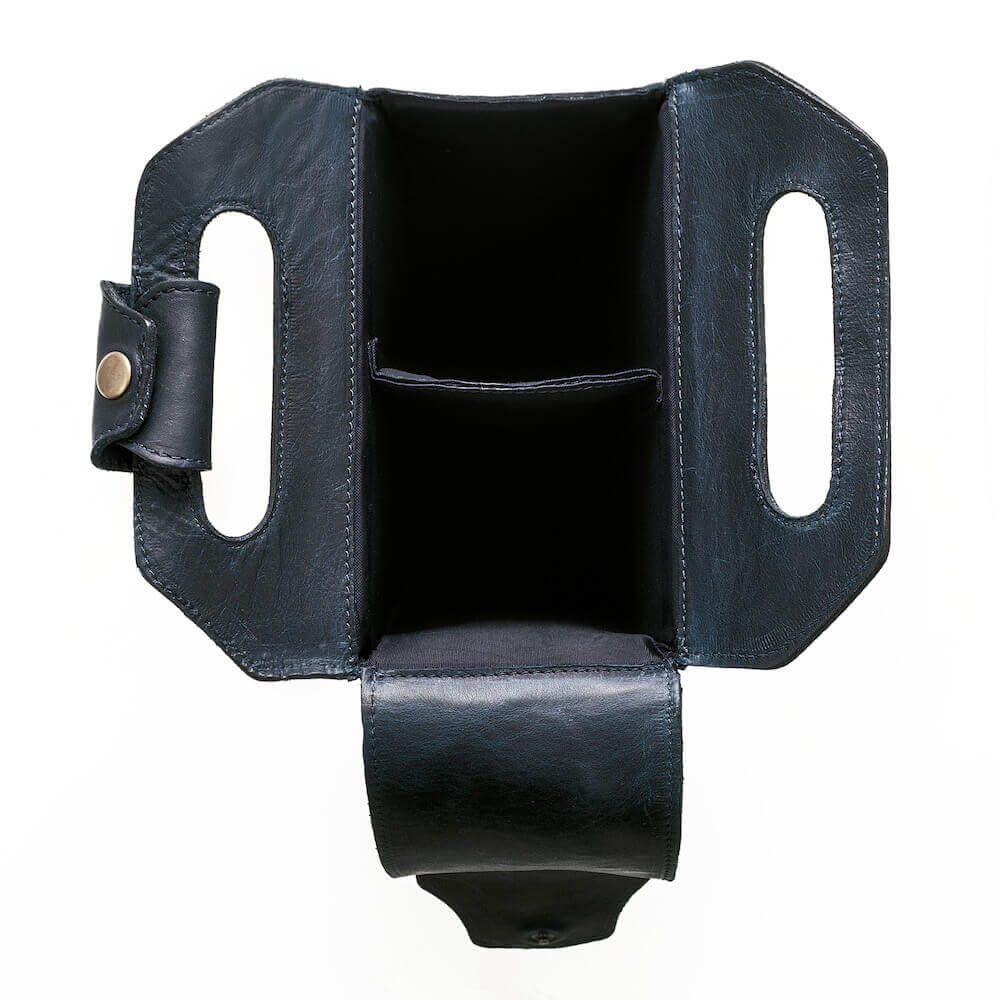 Heritage Tooled Leather Two Bottle Wine Carrier-Accessories > Beverage Carriers & Coolers > Leather-Midnight-Mission Mercantile Leather Goods