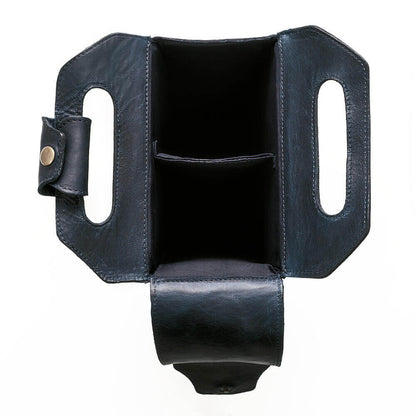 Heritage Tooled Leather Two Bottle Wine Carrier-Accessories > Beverage Carriers & Coolers > Leather-Midnight-Mission Mercantile Leather Goods