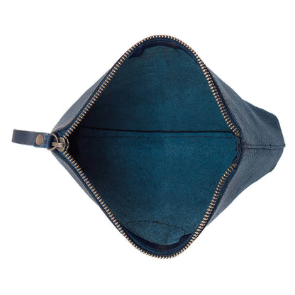 Heritage Tooled Leather Large Zippered Pouch-Accessories > Pouch  > Leather-Midnight-Mission Mercantile Leather Goods