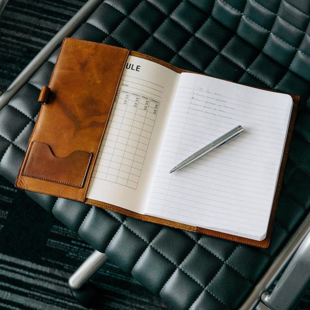 Campaign Leather Journal Cover-Accessories > Office & Tech > Leather-Hickory-None-Mission Mercantile Leather Goods