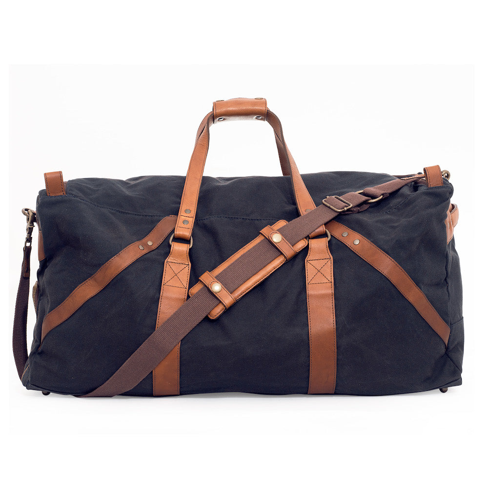 Campaign Waxed Canvas X-Large Duffle Bag-Bags > Duffle Bag > Waxed Canvas-Campaign-Hickory-Navy-Mission Mercantile Leather Goods