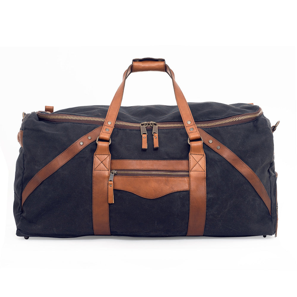 Campaign Waxed Canvas X-Large Duffle Bag-Bags > Duffle Bag > Waxed Canvas-Campaign-Hickory-Navy-Mission Mercantile Leather Goods