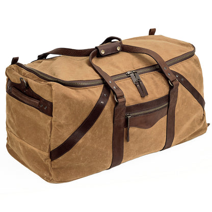 Campaign Waxed Canvas X-Large Duffle Bag-Bags > Duffle Bag > Waxed Canvas-Campaign-Smoke-Brown-Mission Mercantile Leather Goods