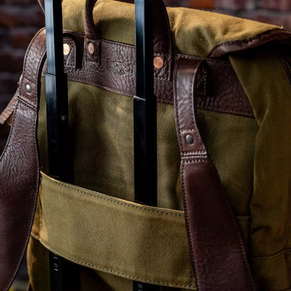 Campaign Waxed Canvas Leather Backpack-Bags > Backpack > Waxed Canvas-Smoke-Forest-Mission Mercantile Leather Goods