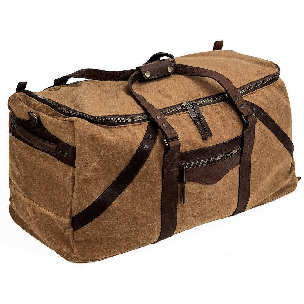 Campaign Waxed Canvas X-Large Duffle Bag-Bags > Duffle Bag > Waxed Canvas-Campaign-Smoke-Brown-Mission Mercantile Leather Goods