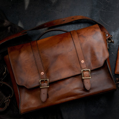 Heritage Leather Briefcase-Bags > Briefcase > Leather-Hickory-Mission Mercantile Leather Goods