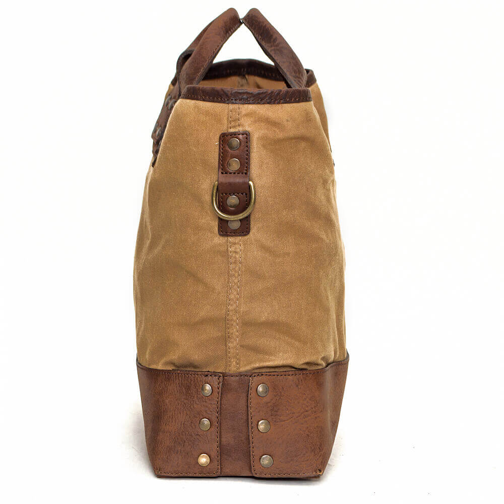 Heritage Waxed Canvas Medium Ice Block Tote Bag-Bags > Tote > Waxed Canvas-Smoke-Brown-Mission Mercantile Leather Goods