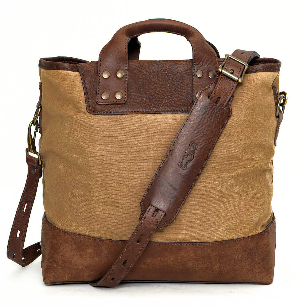 Heritage Waxed Canvas Medium Ice Block Tote Bag-Bags > Tote > Waxed Canvas-Smoke-Brown-Mission Mercantile Leather Goods