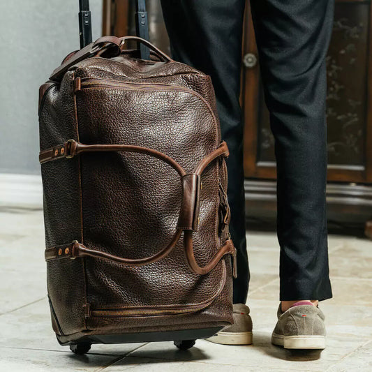 Theodore Leather Rolling Carry-On Duffle Bag-Bags > Duffle Bag > Leather-Mission Mercantile-Espresso-Mission Mercantile Leather Goods