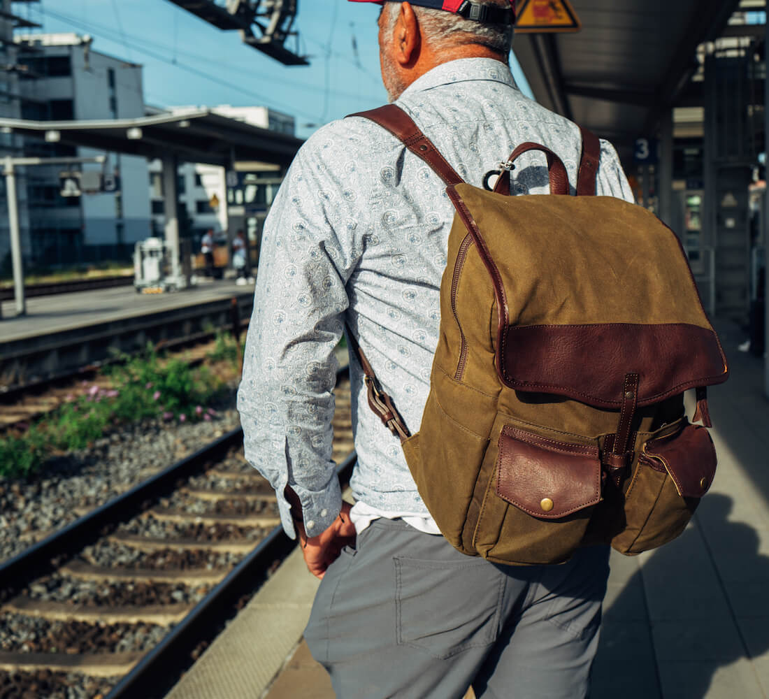 Campaign Waxed Canvas Leather Backpack-Bags > Backpack > Waxed Canvas-Smoke-Forest-Mission Mercantile Leather Goods