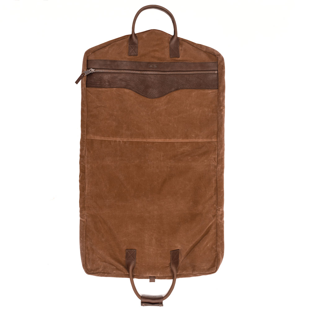 Campaign Waxed Canvas Garment Bag-Bags > Luggage > Waxed Canvas-Smoke-Brown-Mission Mercantile Leather Goods