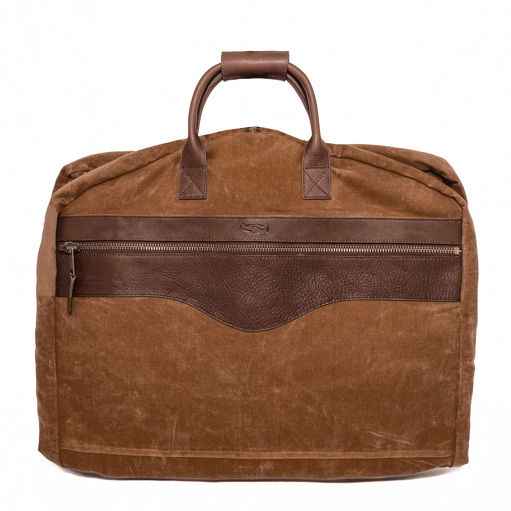 Campaign Waxed Canvas Garment Bag-Bags > Luggage > Waxed Canvas-Smoke-Brown-Mission Mercantile Leather Goods