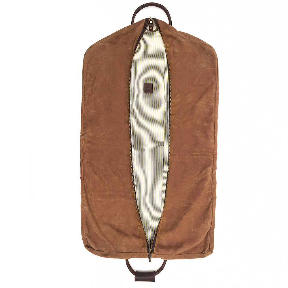 Campaign Waxed Canvas Garment Bag-Bags > Luggage > Waxed Canvas-Smoke-Brown-Mission Mercantile Leather Goods