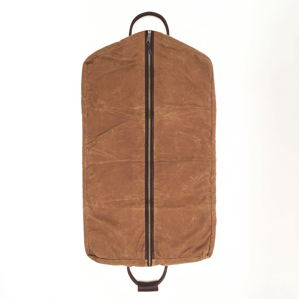 Campaign Waxed Canvas Garment Bag-Bags > Luggage > Waxed Canvas-Smoke-Brown-Mission Mercantile Leather Goods