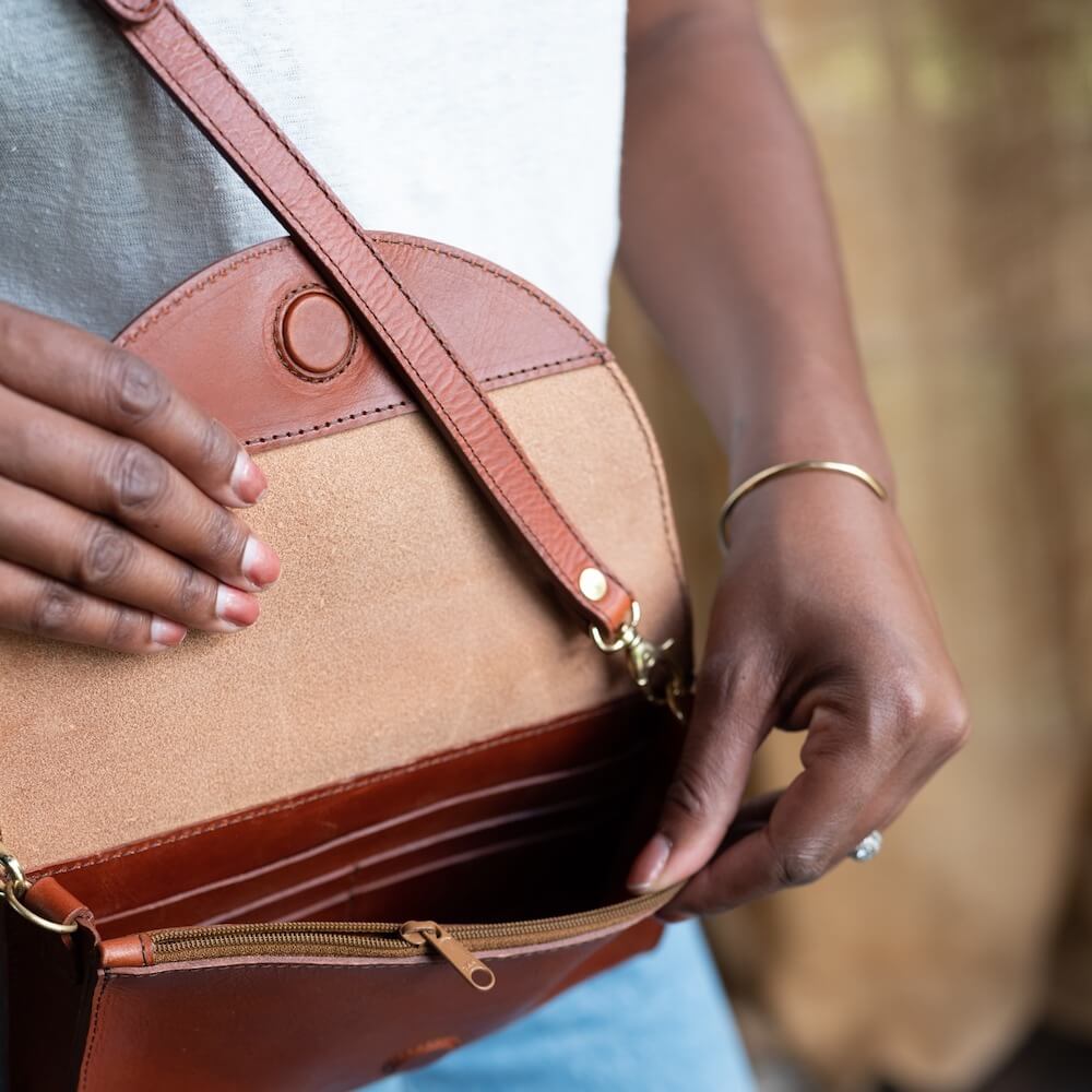 Nisolo Cleo Leather Convertible Crossbody Clutch - Bags > Handbag > Leather-Brandy-Mission Mercantile Leather Goods