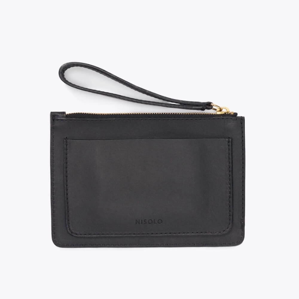 Nisolo GoTo Leather Wristlet Clutch - Accessories > Pouch > Leather-Onyx-Mission Mercantile Leather Goods